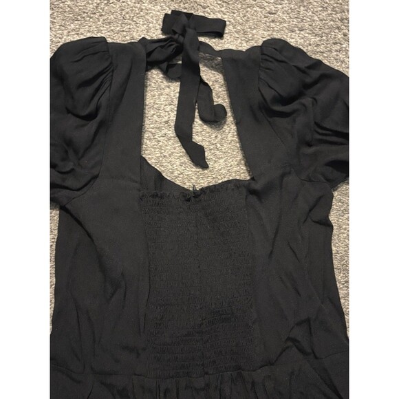 Reformation Ballari Off Shoulder Long Sleeve Dress Size 10 Black - Picture 9 of 9